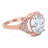 Oval Natural Stone Cluster Wedding Ring