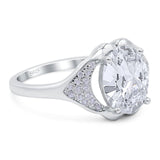 Oval Natural Stone Cluster Wedding Ring