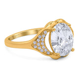 Oval Natural Stone Cluster Wedding Ring