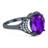 Oval Natural Stone Cluster Wedding Ring