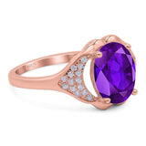 Oval Natural Stone Cluster Wedding Ring