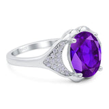 Oval Natural Stone Cluster Wedding Ring