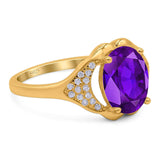 Oval Natural Stone Cluster Wedding Ring