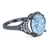 Oval Natural Stone Cluster Wedding Ring