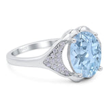 Oval Natural Stone Cluster Wedding Ring