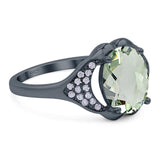 Oval Natural Stone Cluster Wedding Ring