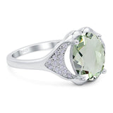 Oval Natural Stone Cluster Wedding Ring