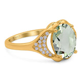 Oval Natural Stone Cluster Wedding Ring