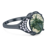 Oval Natural Stone Cluster Wedding Ring