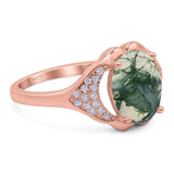 Oval Natural Stone Cluster Wedding Ring