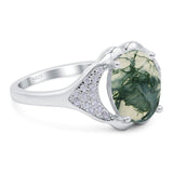Oval Natural Stone Cluster Wedding Ring