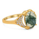 Oval Natural Stone Cluster Wedding Ring