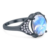 Oval Natural Stone Cluster Wedding Ring