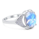 Oval Natural Stone Cluster Wedding Ring