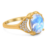 Oval Natural Stone Cluster Wedding Ring