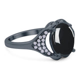 Oval Natural Stone Cluster Wedding Ring