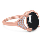 Oval Natural Stone Cluster Wedding Ring