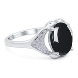 Oval Natural Stone Cluster Wedding Ring