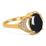 Oval Natural Stone Cluster Wedding Ring