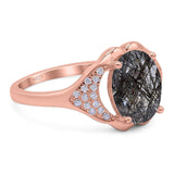 Oval Natural Stone Cluster Wedding Ring