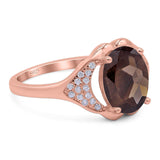 Oval Natural Stone Cluster Wedding Ring