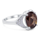 Oval Natural Stone Cluster Wedding Ring