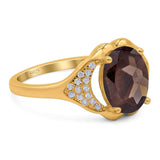 Oval Natural Stone Cluster Wedding Ring