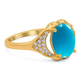 Oval Natural Stone Cluster Wedding Ring