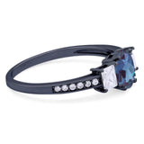 Art Deco Oval Natural Stone Trio Ring