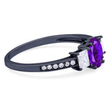 Art Deco Oval Natural Stone Trio Ring