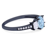 Art Deco Oval Natural Stone Trio Ring