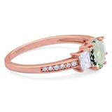 Art Deco Oval Natural Stone Trio Ring