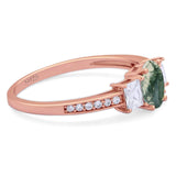 Art Deco Oval Natural Stone Trio Ring