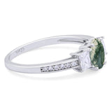 Art Deco Oval Natural Stone Trio Ring