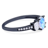 Art Deco Oval Natural Stone Trio Ring