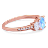 Art Deco Oval Natural Stone Trio Ring