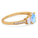 Art Deco Oval Natural Stone Trio Ring