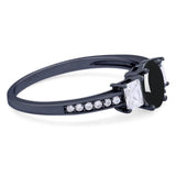 Art Deco Oval Natural Stone Trio Ring