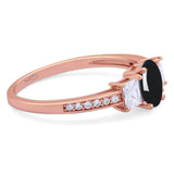 Art Deco Oval Natural Stone Trio Ring