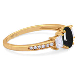 Art Deco Oval Natural Stone Trio Ring