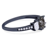 Art Deco Oval Natural Stone Trio Ring