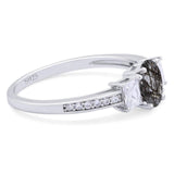 Art Deco Oval Natural Stone Trio Ring