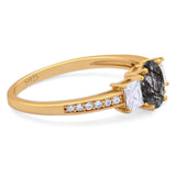 Art Deco Oval Natural Stone Trio Ring