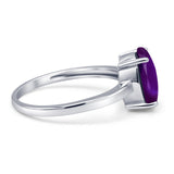 Solitaire Engagement Ring Oval Simulated Cubic Zirconia 925 Sterling Silver