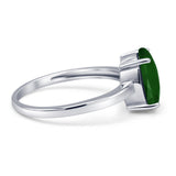Solitaire Engagement Ring Oval Simulated Cubic Zirconia 925 Sterling Silver