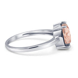 Solitaire Engagement Ring Oval Simulated Cubic Zirconia 925 Sterling Silver
