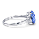 Solitaire Engagement Ring Oval Simulated Cubic Zirconia 925 Sterling Silver
