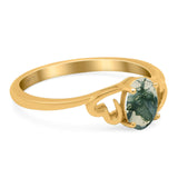 Minimalist Oval Natural Stone Solitaire Ring