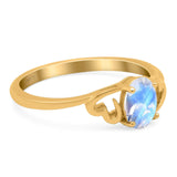 Minimalist Oval Natural Stone Solitaire Ring