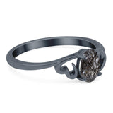 Minimalist Oval Natural Stone Solitaire Ring